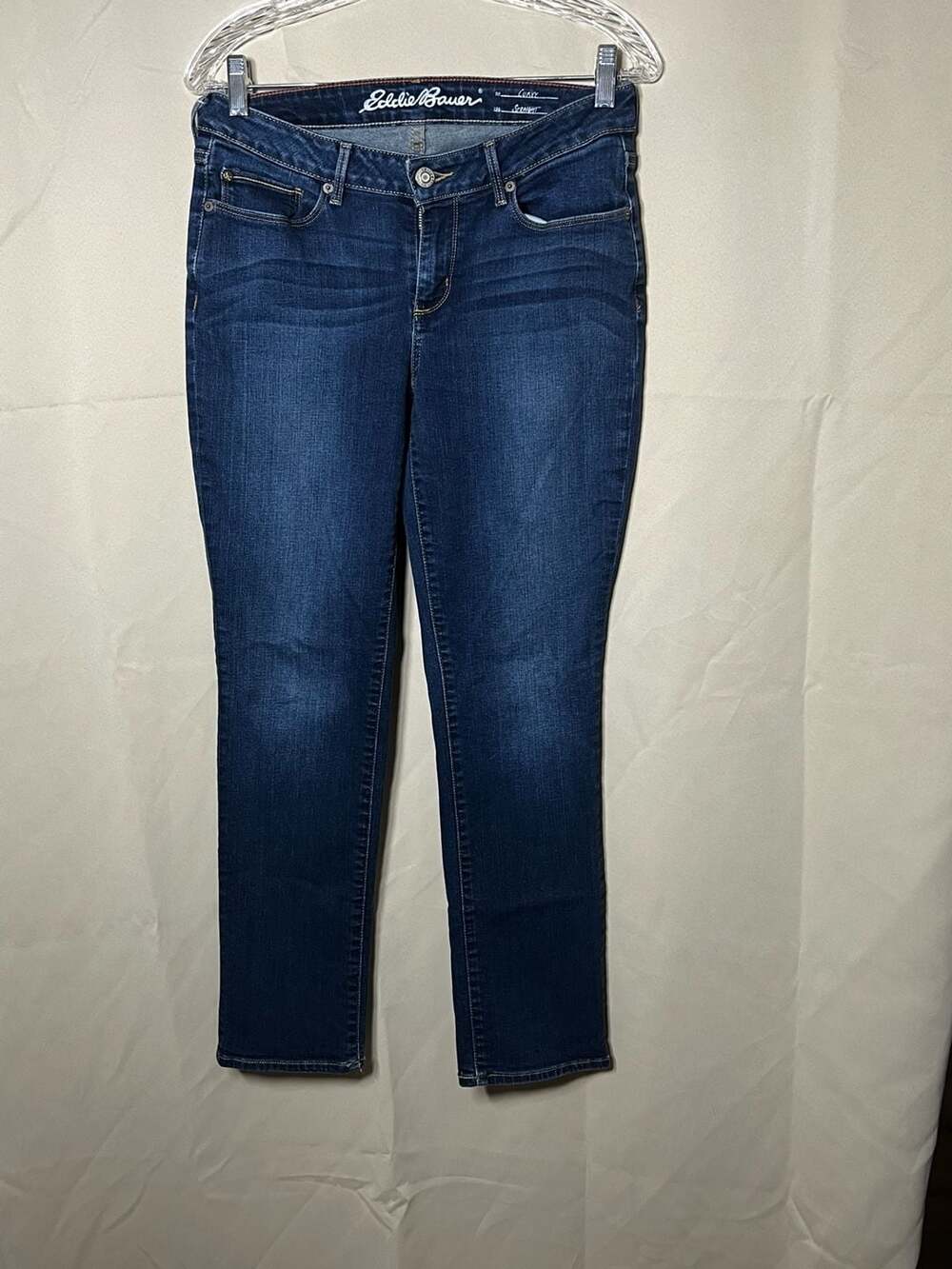 Eddie Bauer Curvy Straight Leg Jeans Women’s P6 Dark Wash Stretch Denim